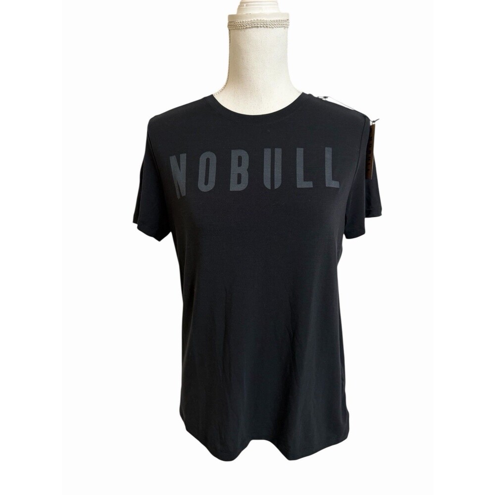NWT No Bull Women's XL Black Lightweight Workout T-Shirt Poly Tencel Fitted NEW